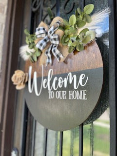 Welcome- Wood Door Sign