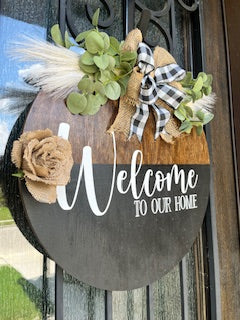 Welcome- Wood Door Sign