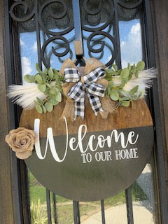 Welcome- Wood Door Sign